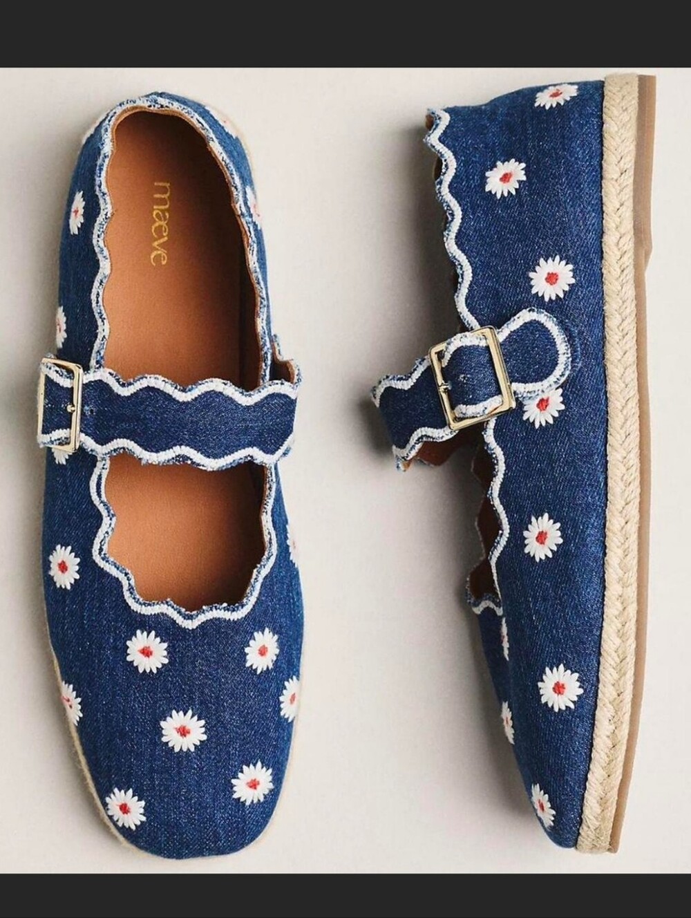 MAEVE scalloped Edge Espadrille Mary Jane Flats Sz 10 *NEW*